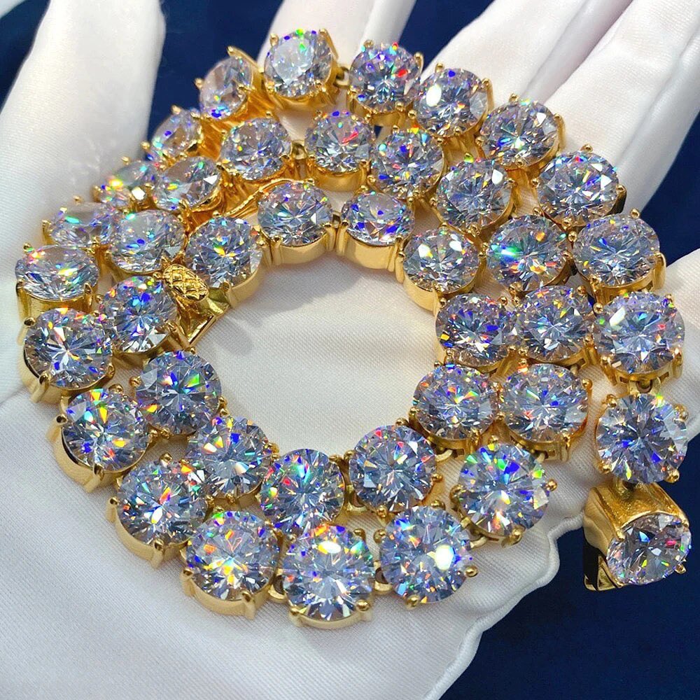 Bling Bling Round Cut Moissanite Diamond Tennis Chain