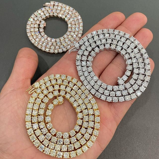 Bling Bling Round Cut Moissanite Diamond Tennis Chain