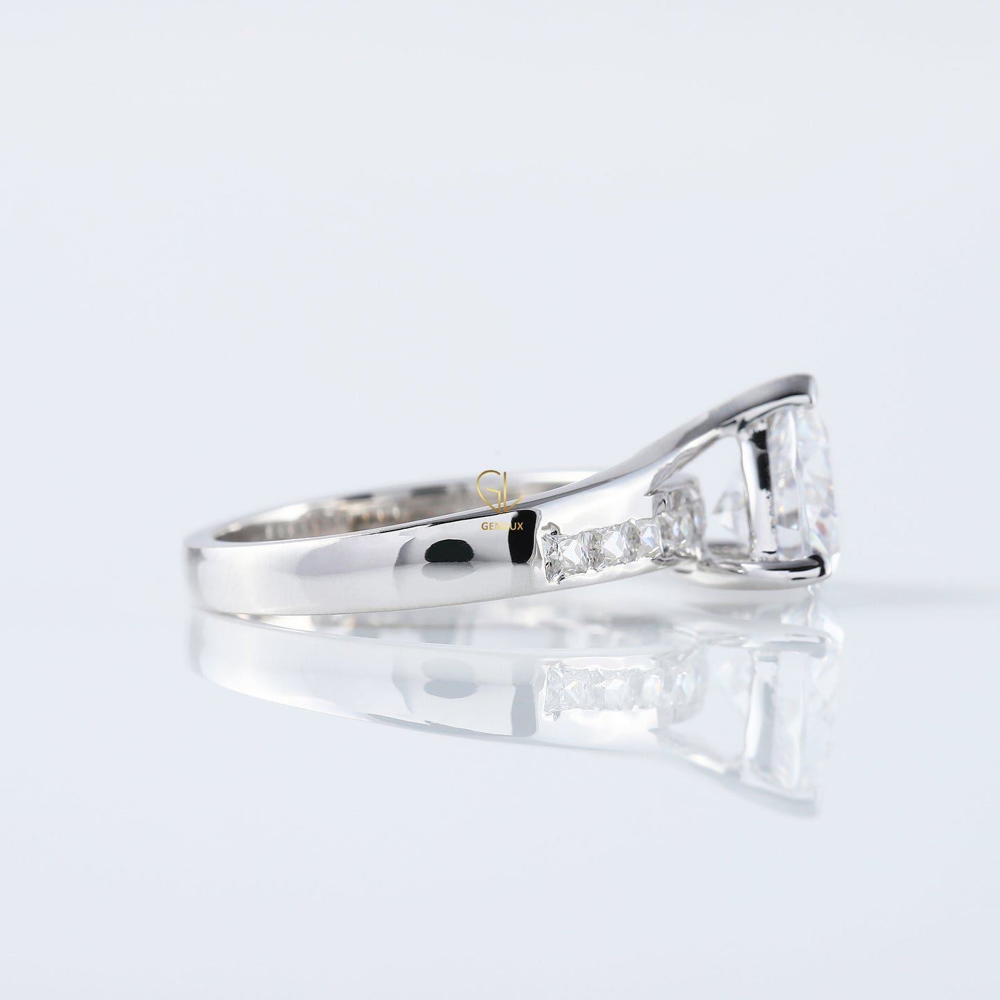Trillion Cut Moissanite Diamond Bypass Engagement Ring
