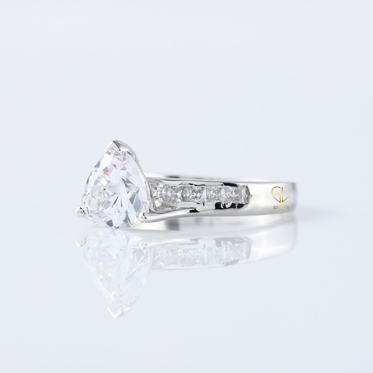 Trillion Cut Moissanite Diamond Bypass Engagement Ring