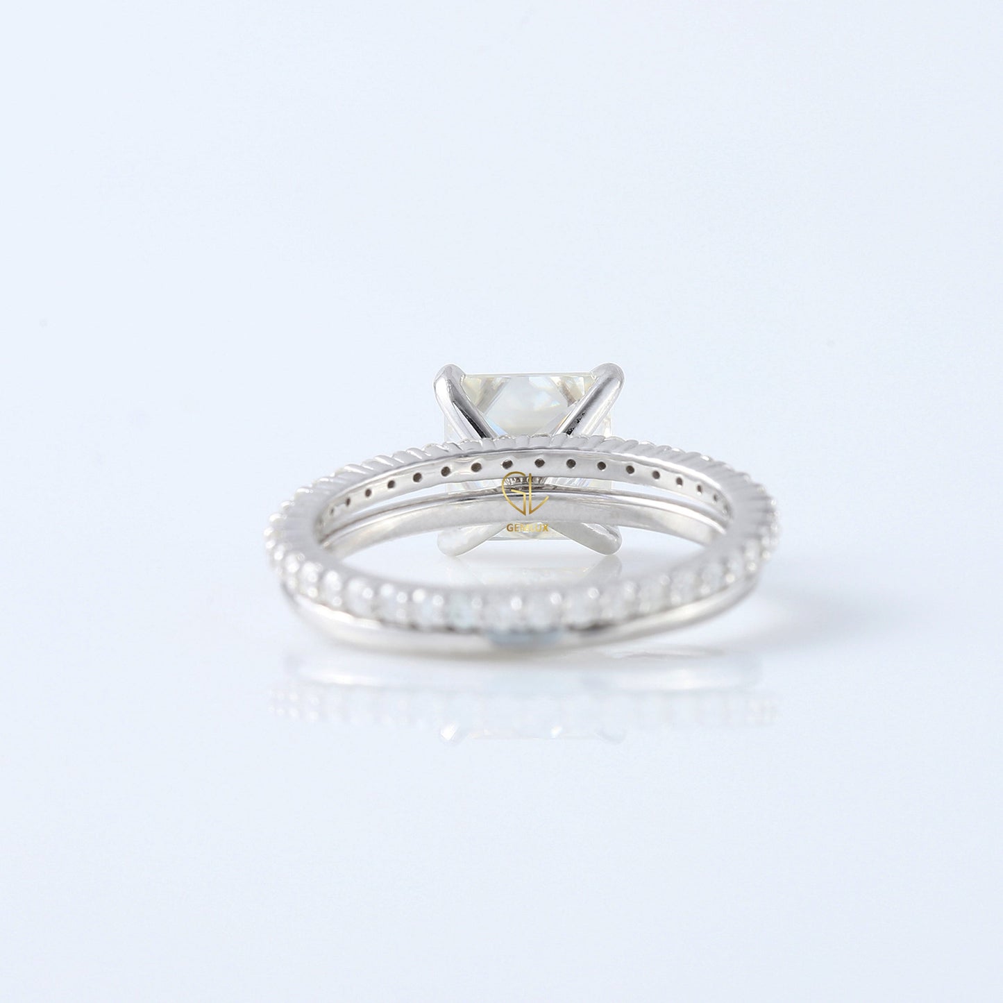 Princess Cut Moissanite Solitaire Diamond Ring With Matching Eternity Ring Set