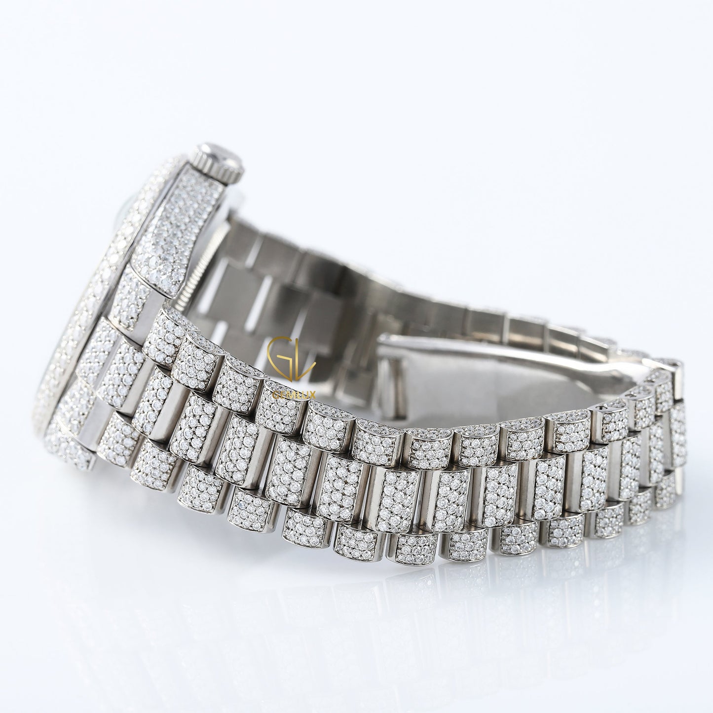 Iced Out VVS Moissanite Diamond Roman Dial Wrist Watch