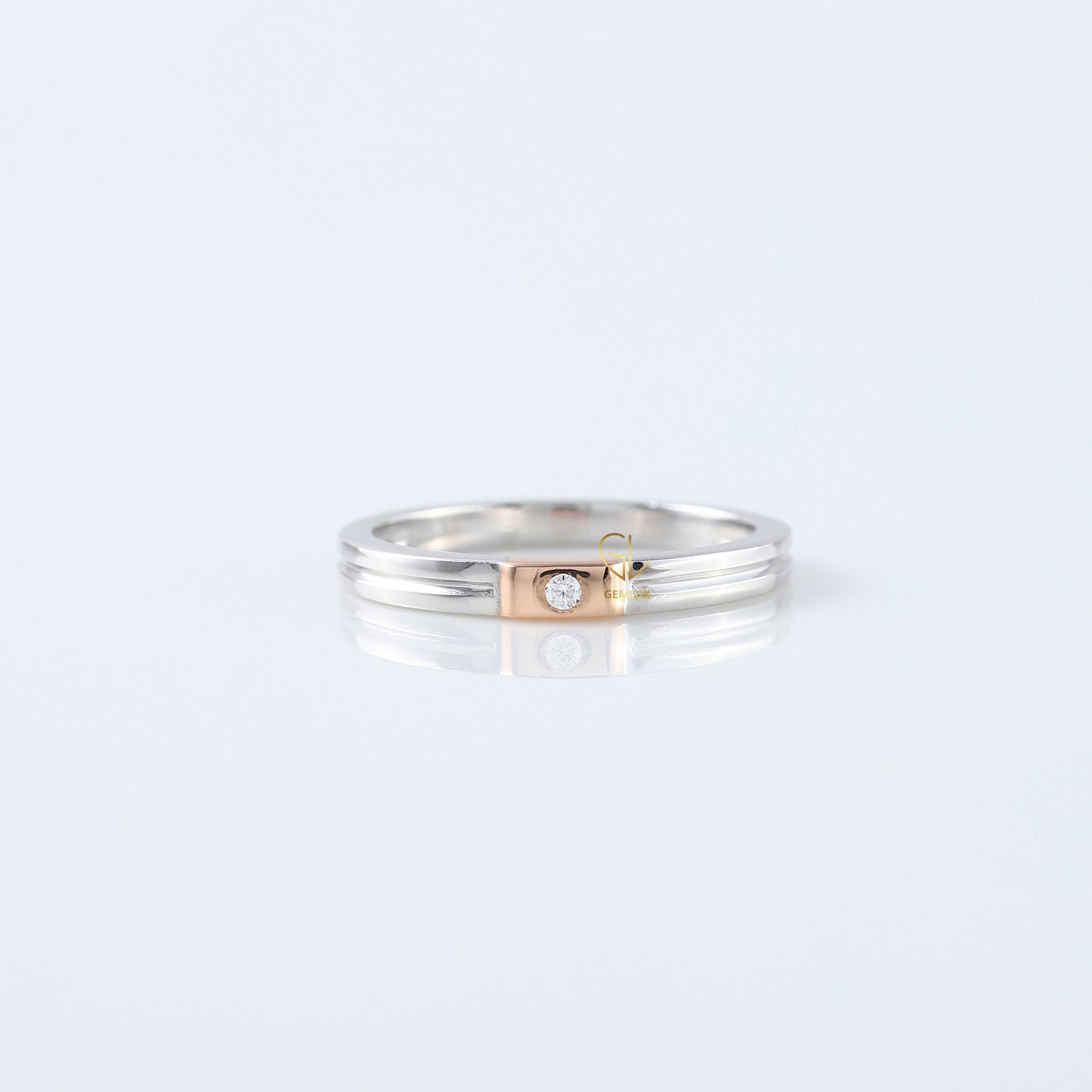 Round Moissanite Two Tone Solitaire Diamond Band