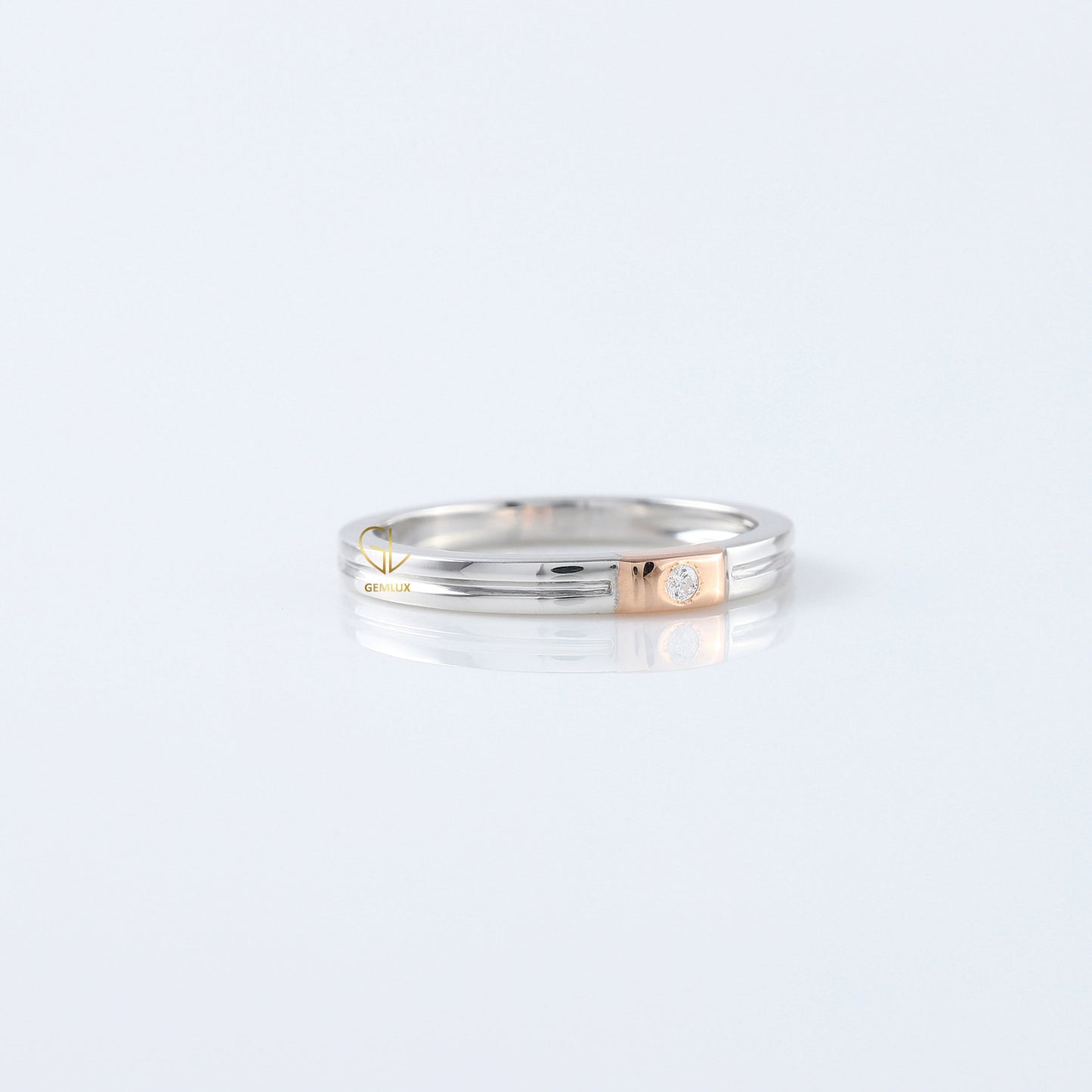Round Moissanite Two Tone Solitaire Diamond Band