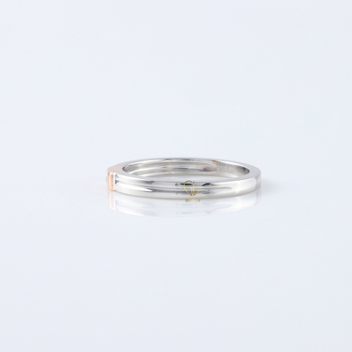 Round Moissanite Two Tone Solitaire Diamond Band
