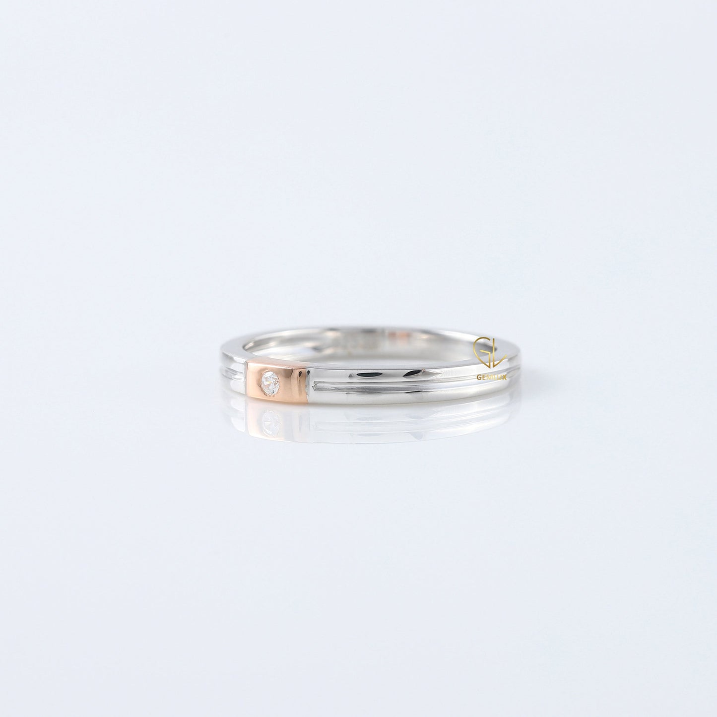 Round Moissanite Two Tone Solitaire Diamond Band
