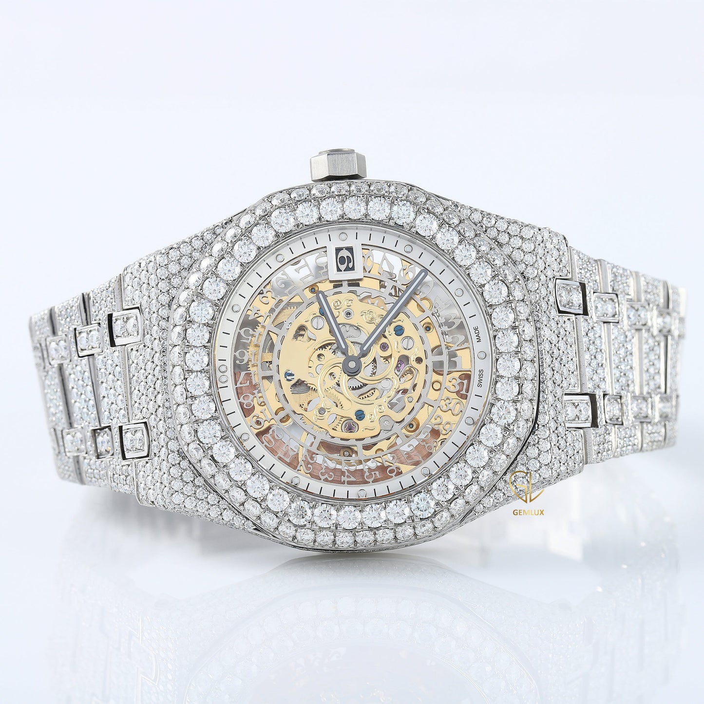 Iced Out VVS Moissanite Round Case Branded Hip Hop Watch For Men