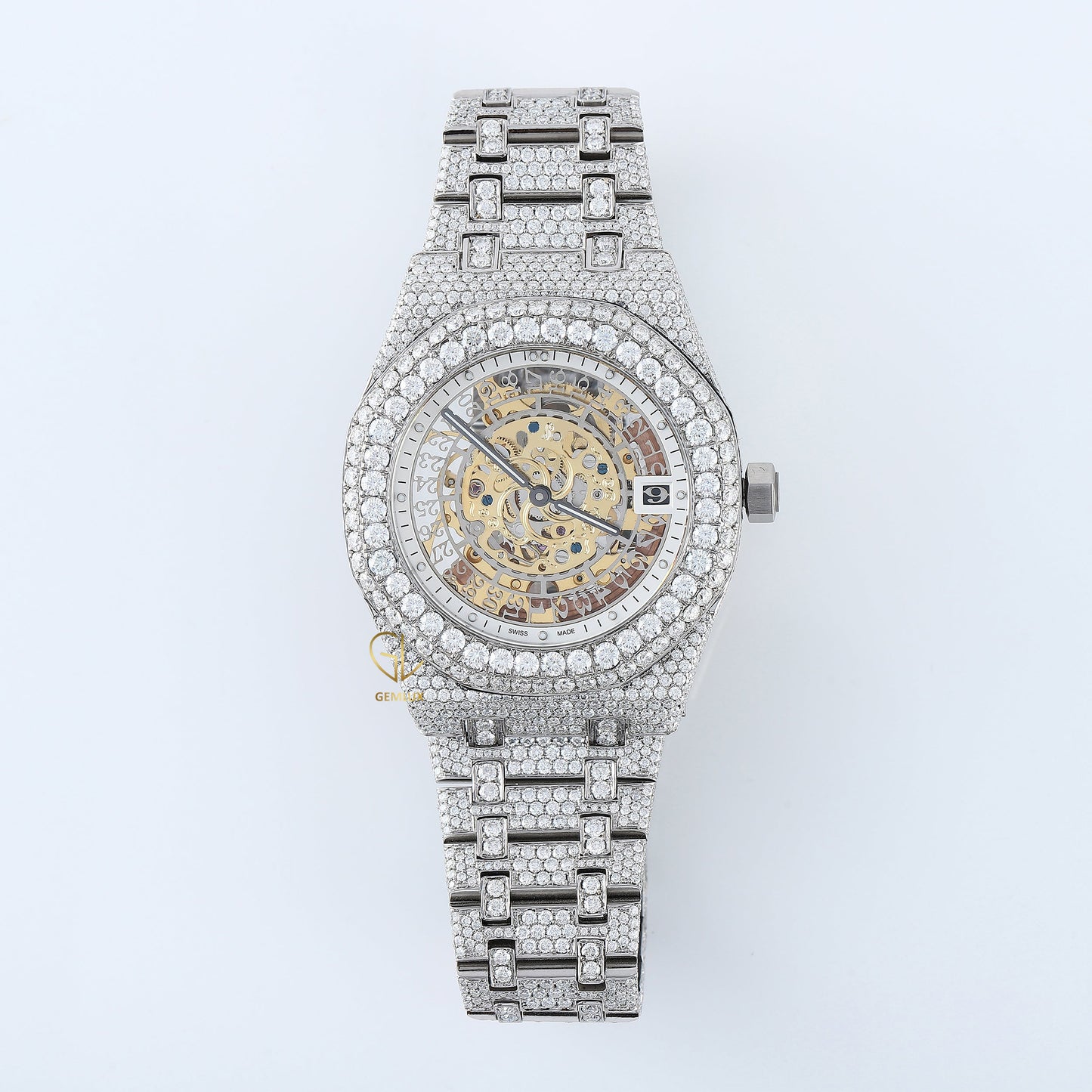Iced Out VVS Moissanite Round Case Branded Hip Hop Watch For Men