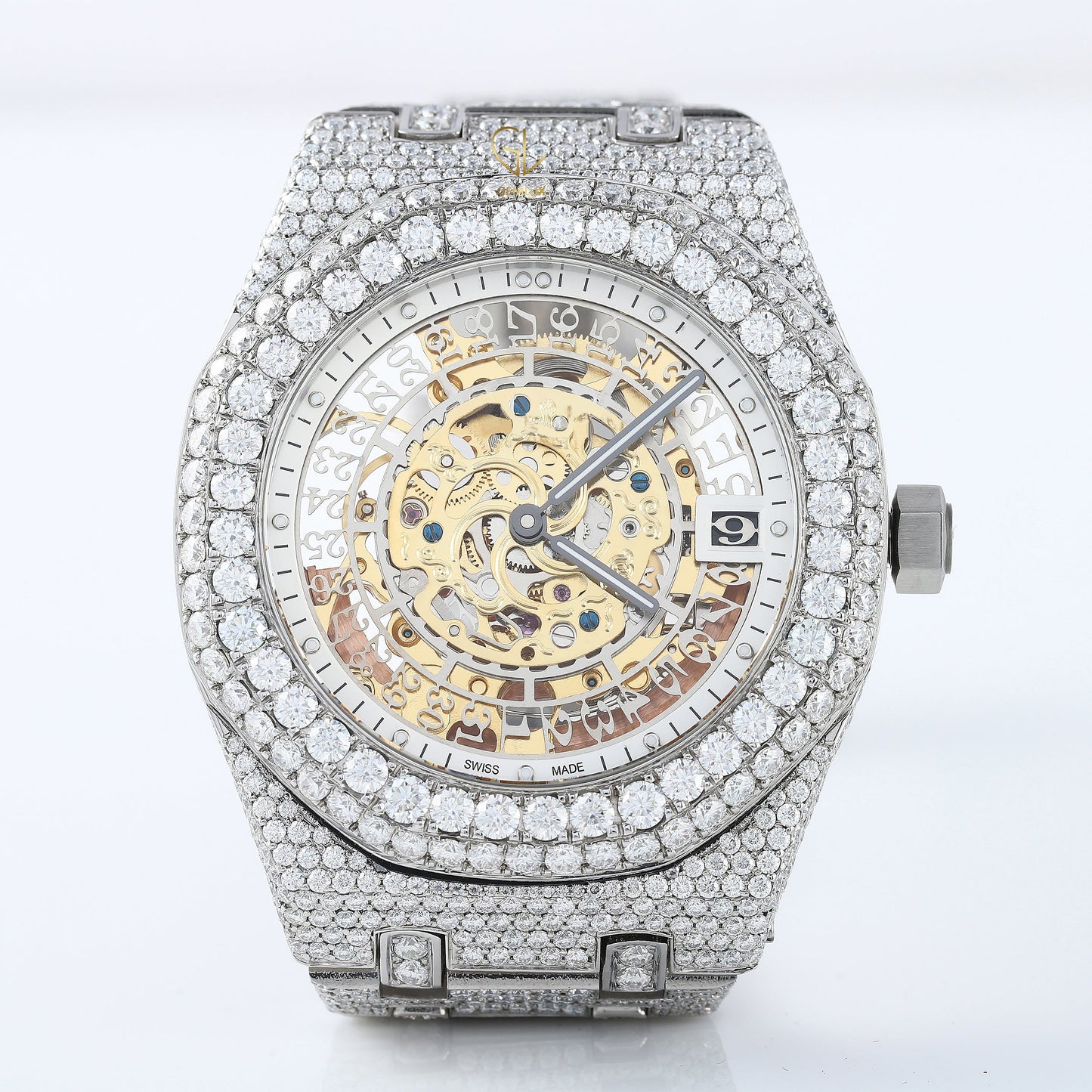 Iced Out VVS Moissanite Round Case Branded Hip Hop Watch For Men