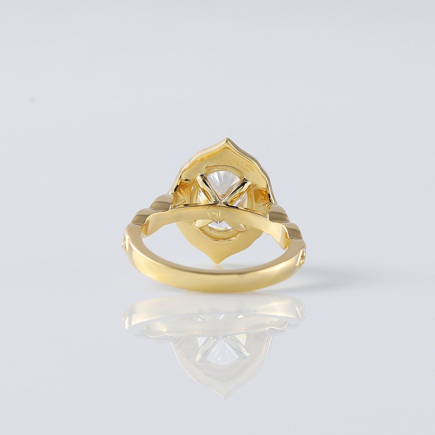 Oval Cut Moissanite Floral Halo Engagement Ring