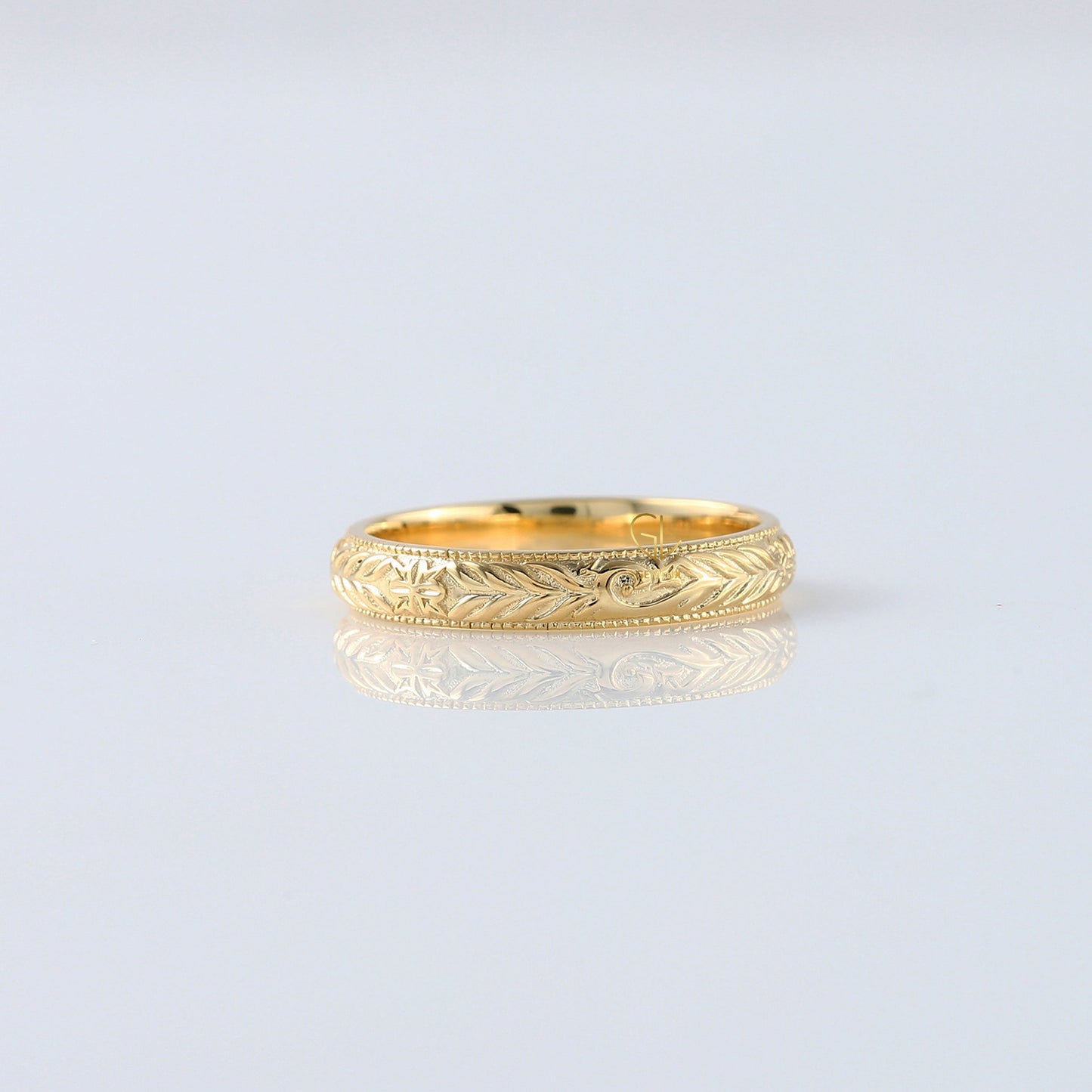 Retro Vintage 14k Solid Gold Plain Gold Filigree Wedding Band