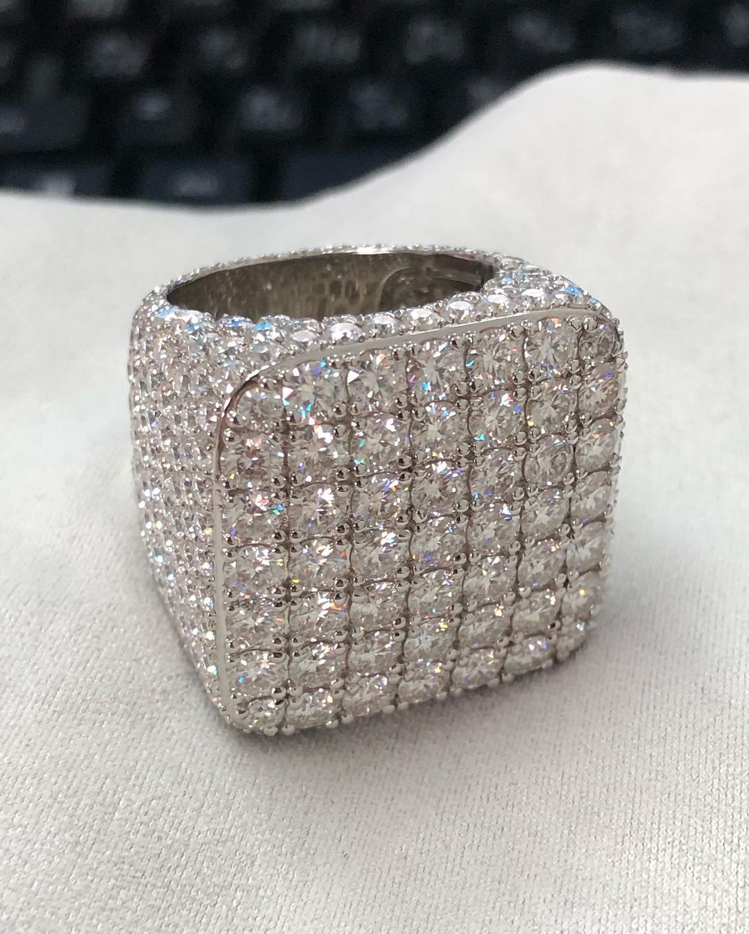Iced Out Square Design VVS Moissanite Diamond Men's Ring