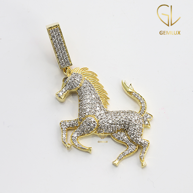 Bling Bling 925 Silver HipHop Popular Race Horse Charm Pendant