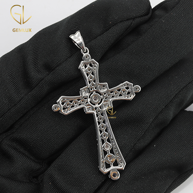 White & Pink Moissanite Diamond Cross Pendant