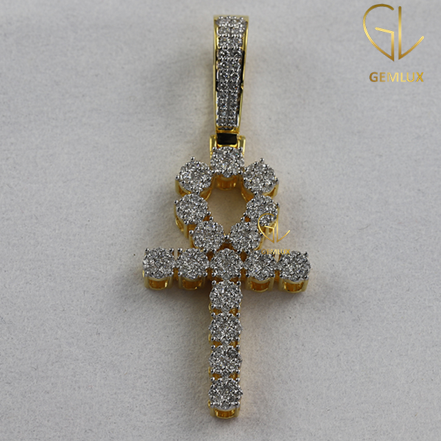 Charming Round Cut Moissanite Diamond Cross Pendant