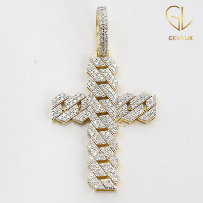 Bling Bling Miami Cubn Link Moissanite Diamond HipHop Jewelry Pendant