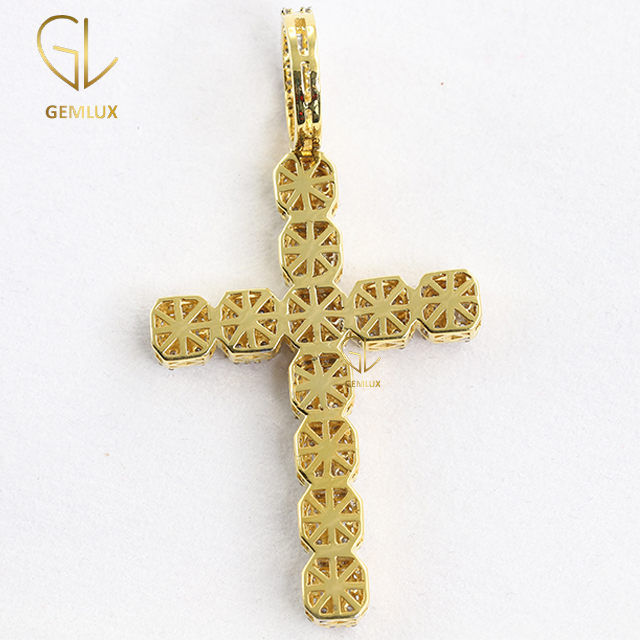 Bling Bling Moissanite Diamond Cross Charm HipHop Pendant