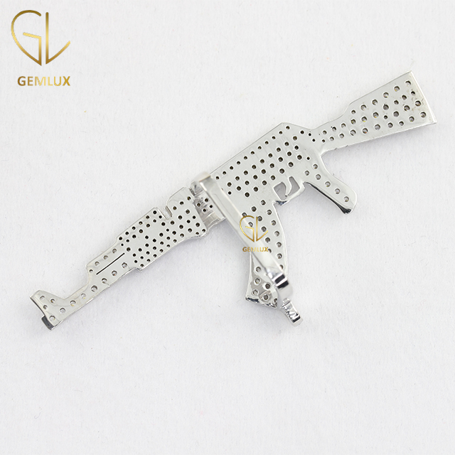 HipHop Iced Out Moissanite Diamond Gun Charm Pendant