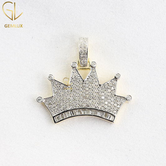 Iced Out Bling Bling Moissanite Diamond Crown HipHop Pendant