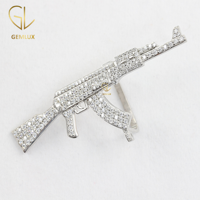 HipHop Iced Out Moissanite Diamond Gun Charm Pendant