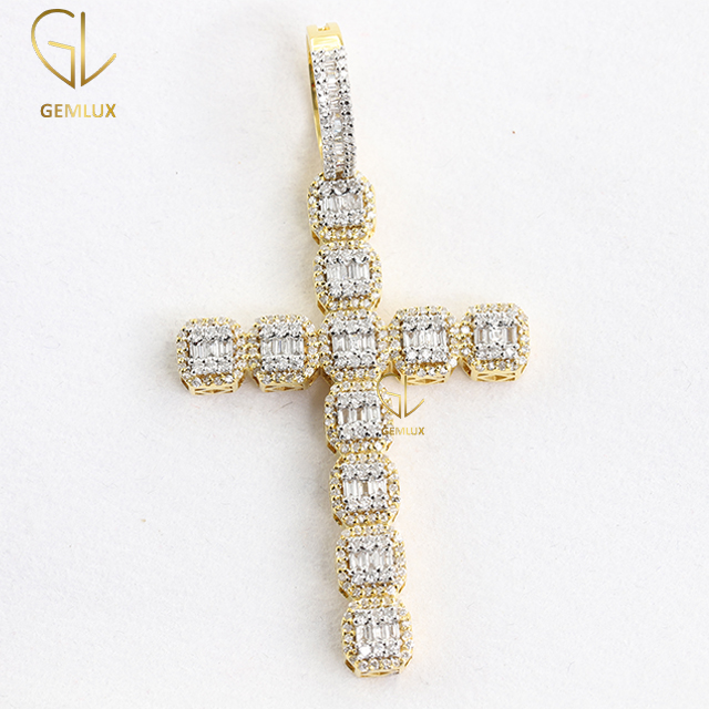 Bling Bling Moissanite Diamond Cross Charm HipHop Pendant