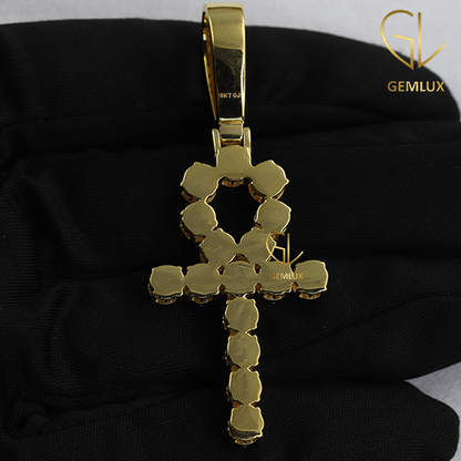 Charming Round Cut Moissanite Diamond Cross Pendant