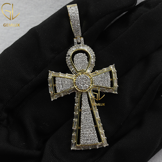 Bust Down Moissanite Diamond Cross Charm Pendant Christmas Gift