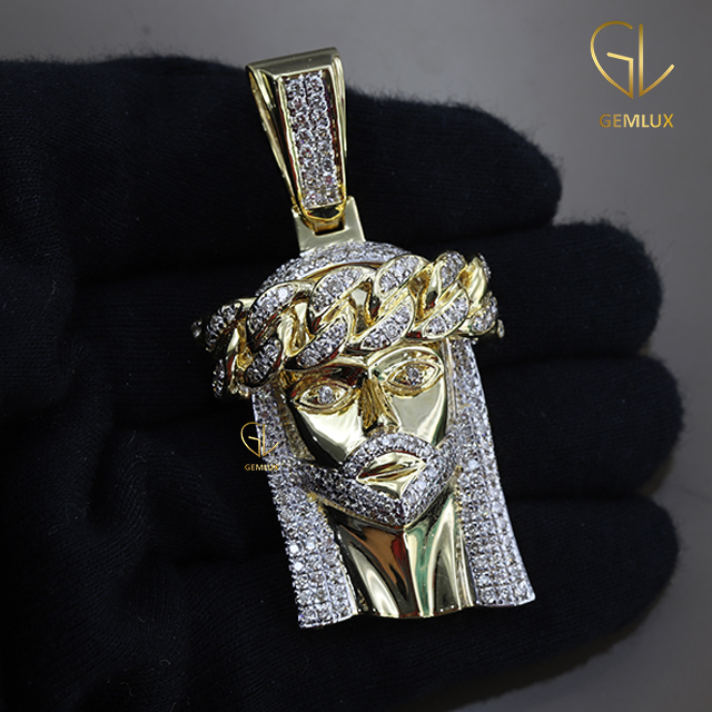 Miami Cuban Link Crown Jesus HipHop Diamond Pendant