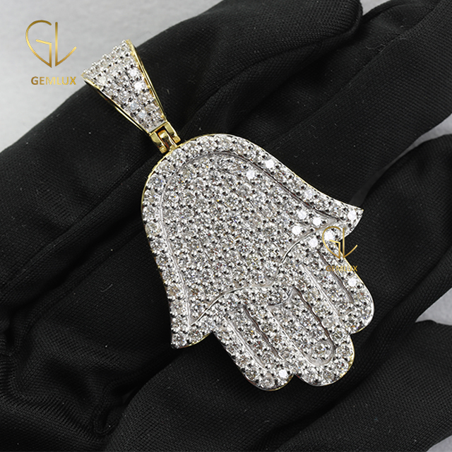 Iced Out Moissanite Diamond Hip Hop Palm Shape Charm Pendant