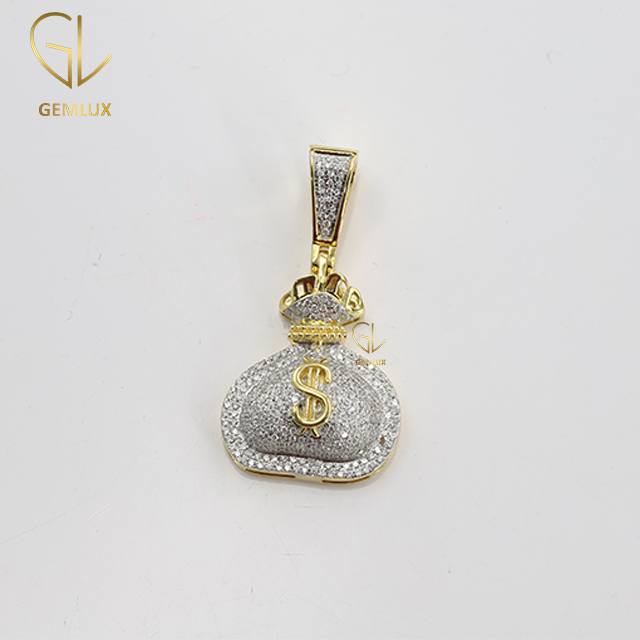 Iced Out Bling Bling Money Bag Dollar Sign Hiphop Pendant