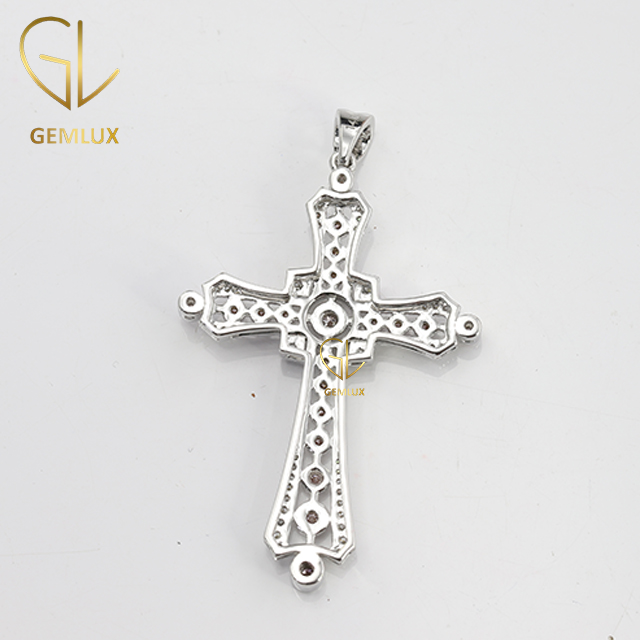 White & Pink Moissanite Diamond Cross Pendant