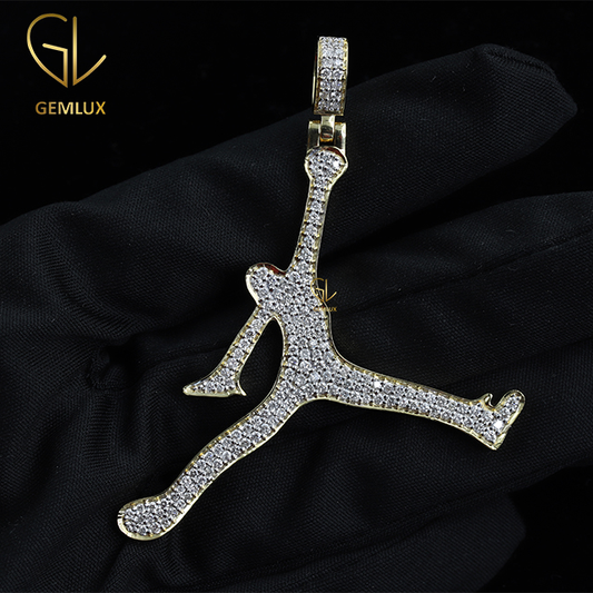 Jumpman Real Moissanite Diamond Sports Jewelry Bling Bling Iced Out Pendant