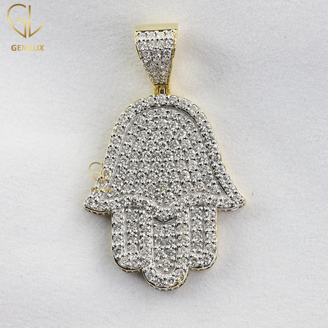 Iced Out Moissanite Diamond Hip Hop Palm Shape Charm Pendant