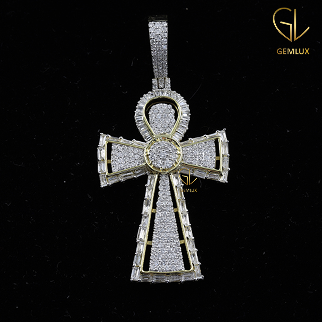 Bust Down Moissanite Diamond Cross Charm Pendant Christmas Gift