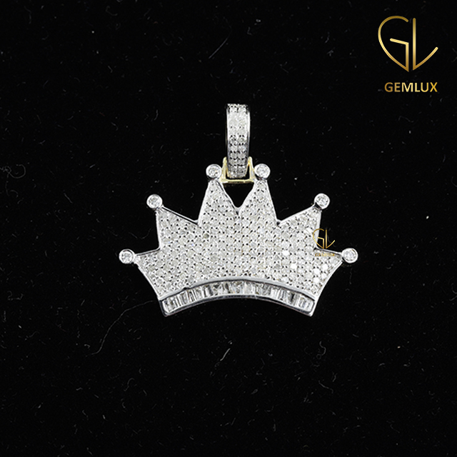 Iced Out Bling Bling Moissanite Diamond Crown HipHop Pendant