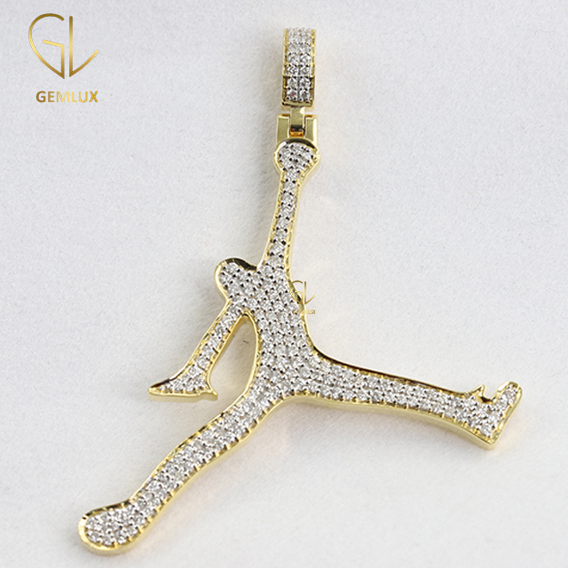 Jumpman Real Moissanite Diamond Sports Jewelry Bling Bling Iced Out Pendant