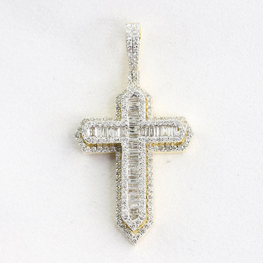 Baguette Diamond Christmas Gift Charm Cross Moissanite Pendant