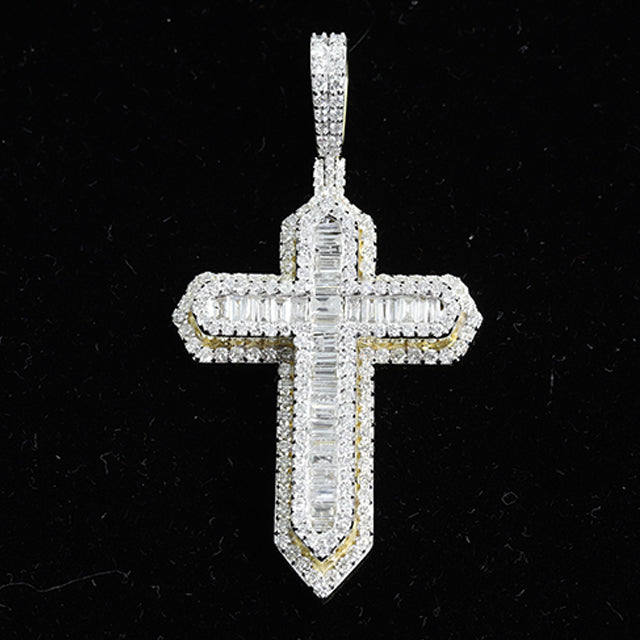 Baguette Diamond Christmas Gift Charm Cross Moissanite Pendant