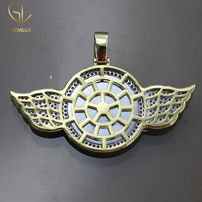 Angel Wings Picture Frame Memory Moissanite Pendant