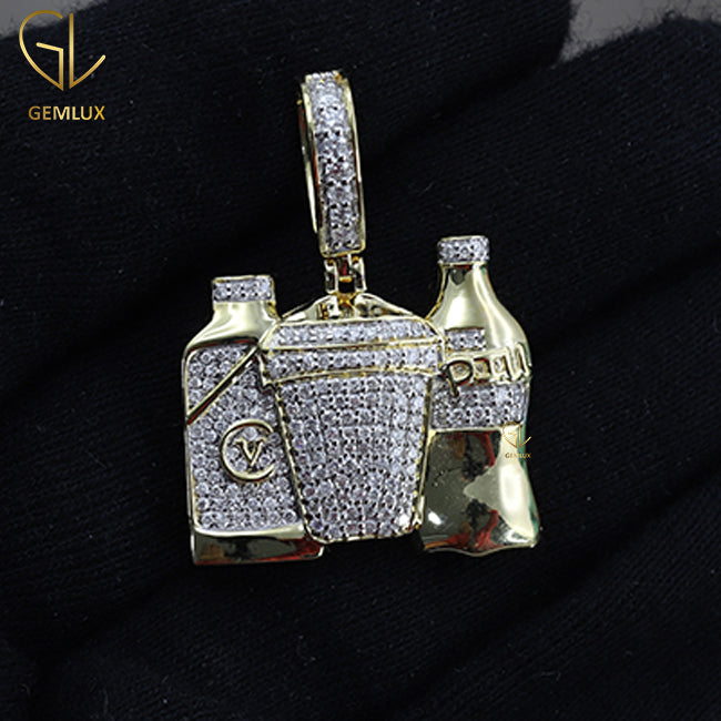 Bottles And Gold Cup Combo HipHop Pendant Necklace