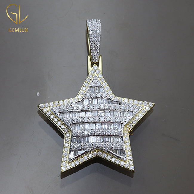 Iced Out Baguette & Round Cut Moissanite HipHop Pendant