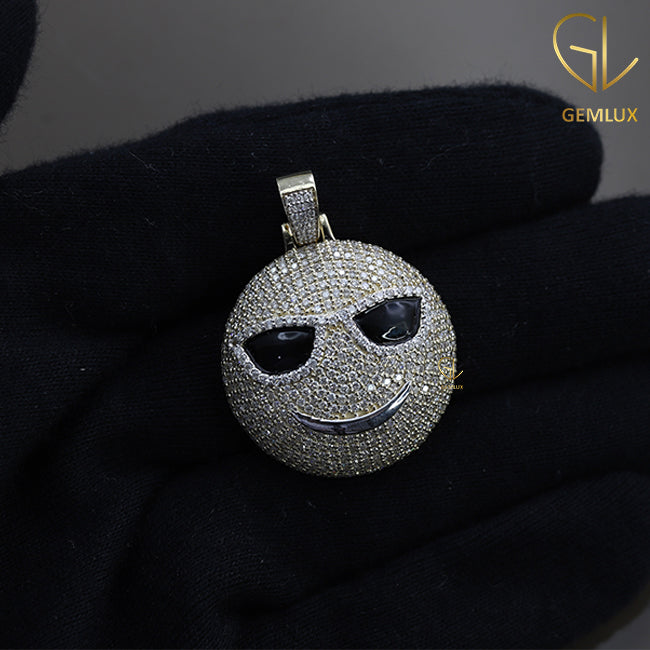 Moissanite Iced Out Sunglasses Cool Emoji Smiley Pendant