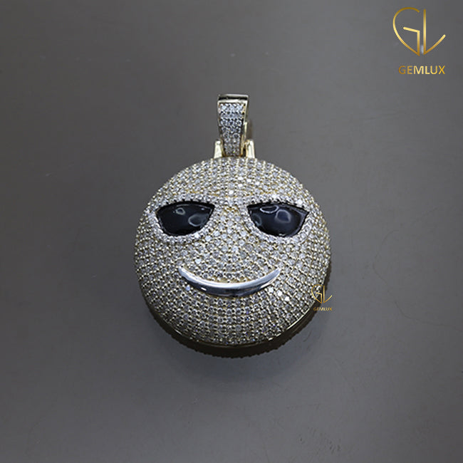 Moissanite Iced Out Sunglasses Cool Emoji Smiley Pendant