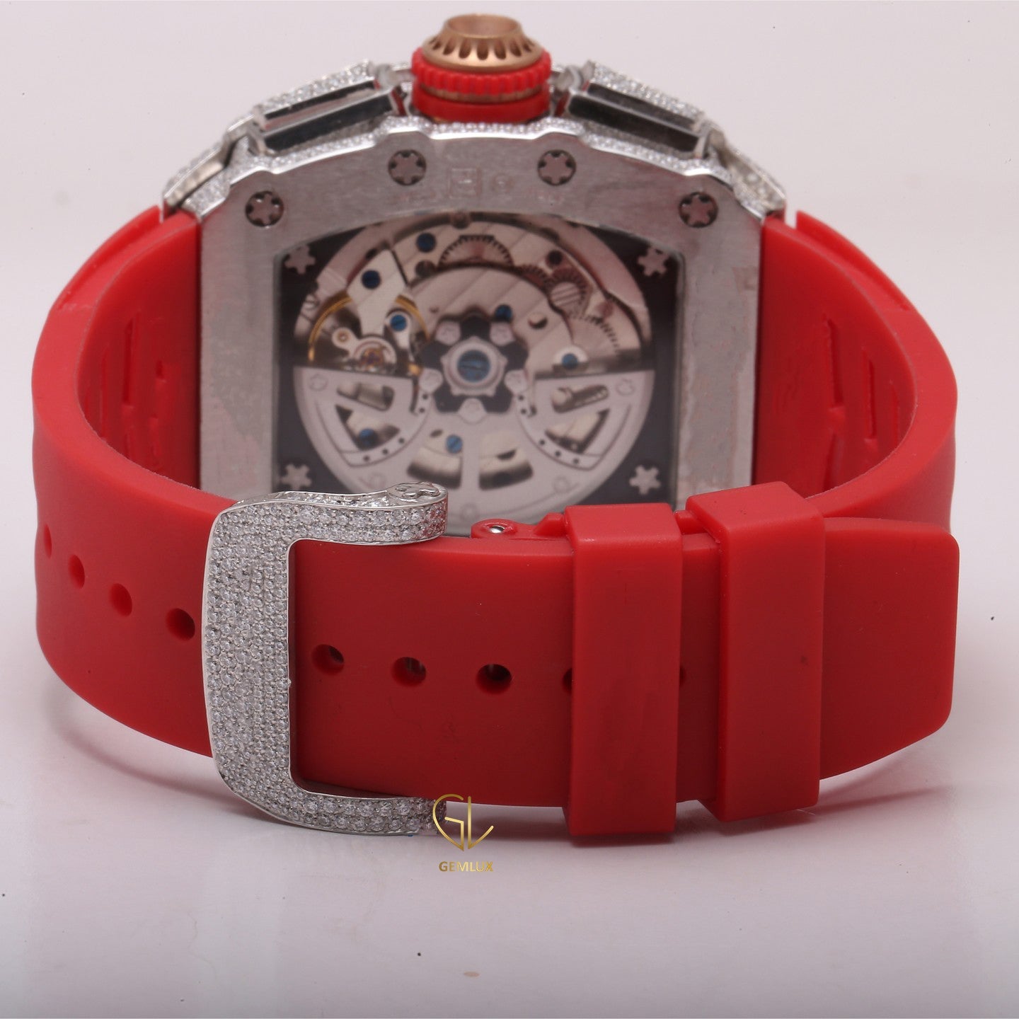 Bling Bling VVS Moissanite Red Strap Branded Watch 