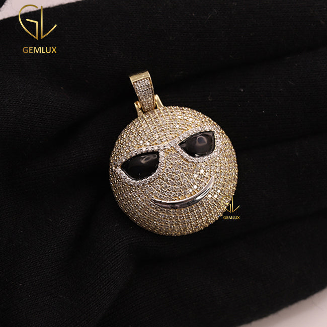 Moissanite Iced Out Sunglasses Cool Emoji Smiley Pendant