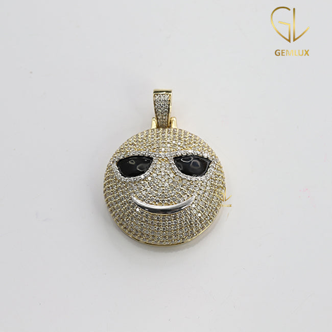 Moissanite Iced Out Sunglasses Cool Emoji Smiley Pendant