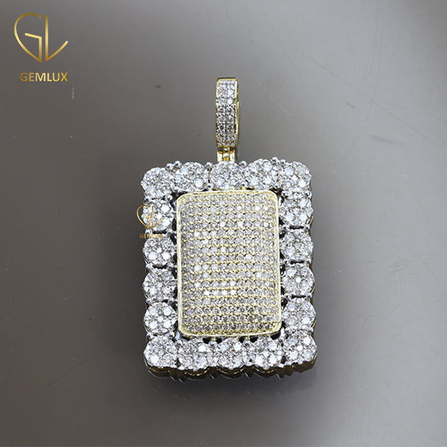 VVS Moissanite Diamond Dog Tag Pendant For Men