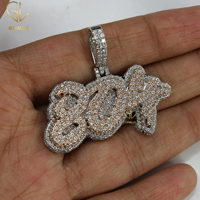 Iced Out HipHop Moissanite Number Pendant