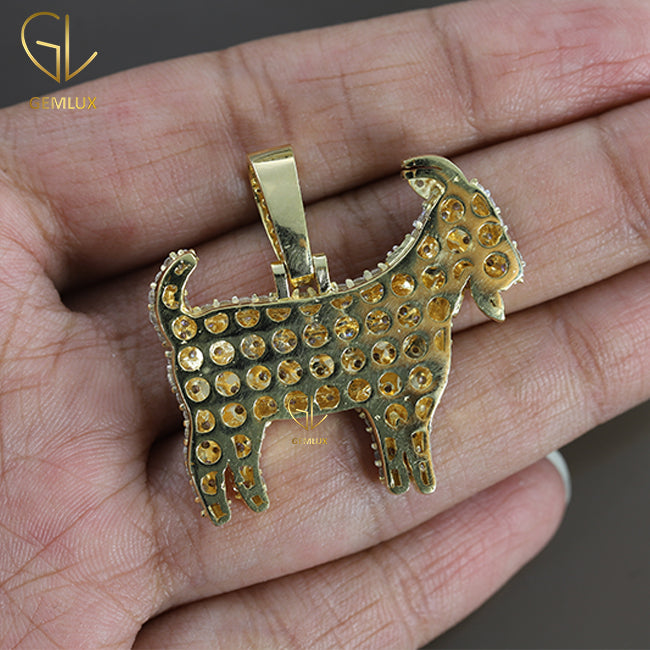 Bling Bling Moissanite Gold Finish HipHop GOAT Pendant