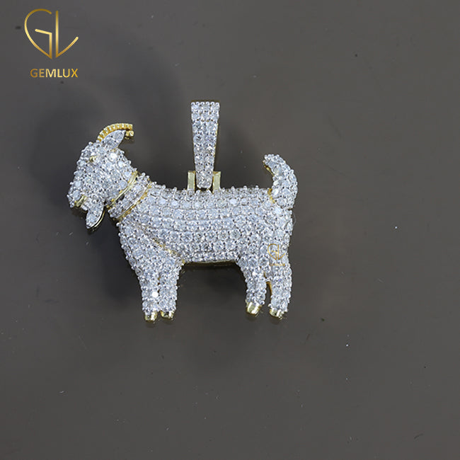 Bling Bling Moissanite Gold Finish HipHop GOAT Pendant